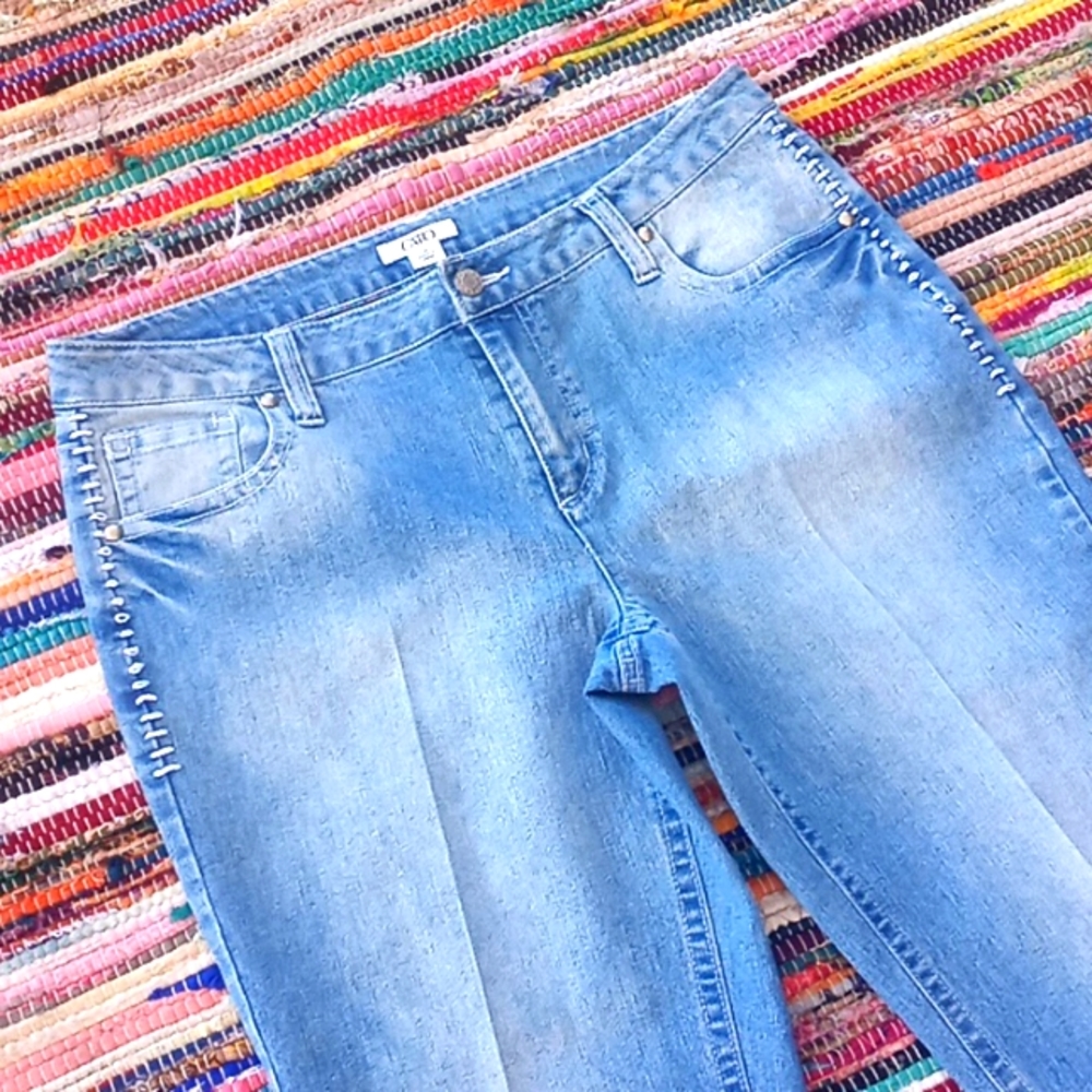 Cato Jeans  Embroidered Denim Capris-#1765+